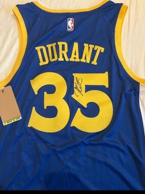Men’s NBA Blue and Yellow Nike Dri-FIT Large Jersey NM+ AUTO No Coa